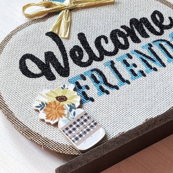 Welcome Friends Harvest Pumpkin Sign Home Decor Accent - Picture 4 of 7